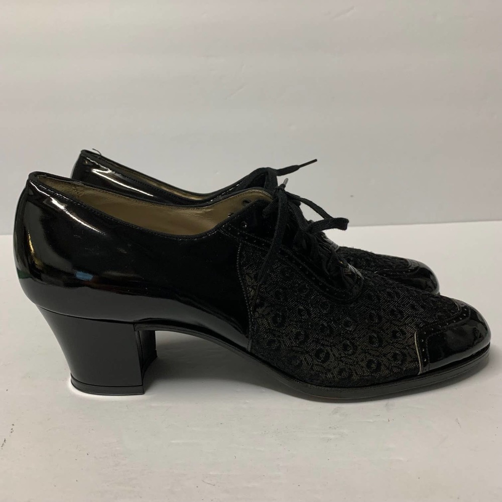 Wilber Coon Vintage Leather Sheer Lacey Upper Granny Oxfords Women's Size 8